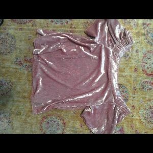 Soft pink velvet off the shoulder top